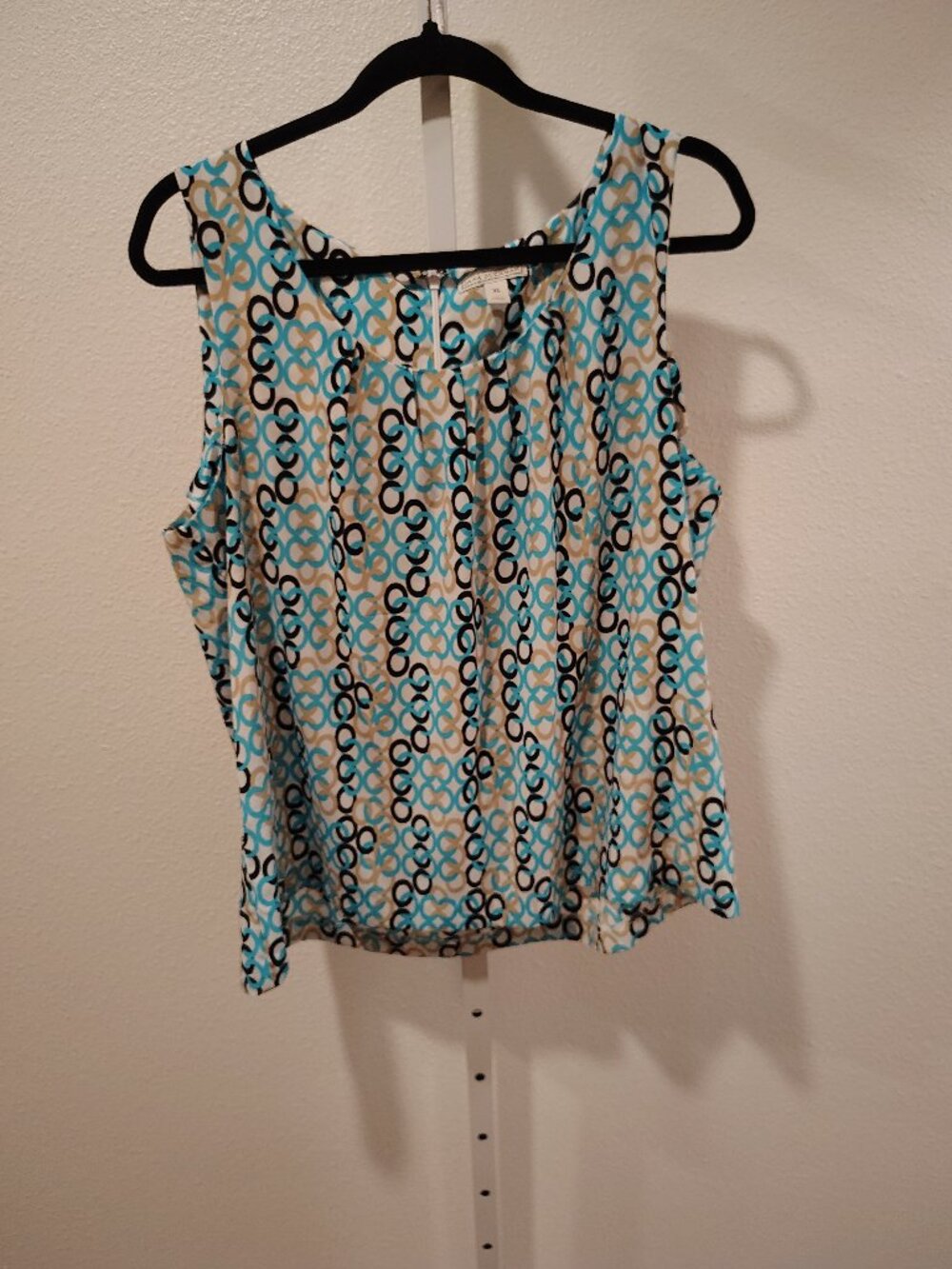 Dana Buchman Women's Tank Top Size XL Geometric Circle Print Polyester Pleated